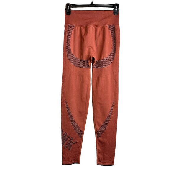 Victoria's Secret PINK Active Seamless Leggings Medium High Waisted Orange Black - Picture 5 of 6